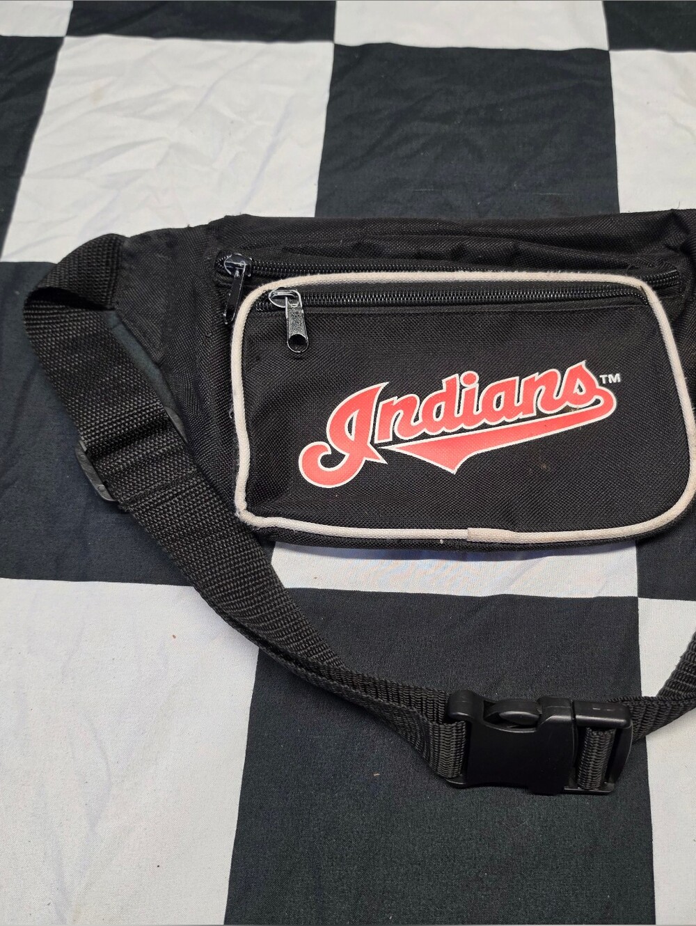 Black Waist Pack with Red 'Indians' Script